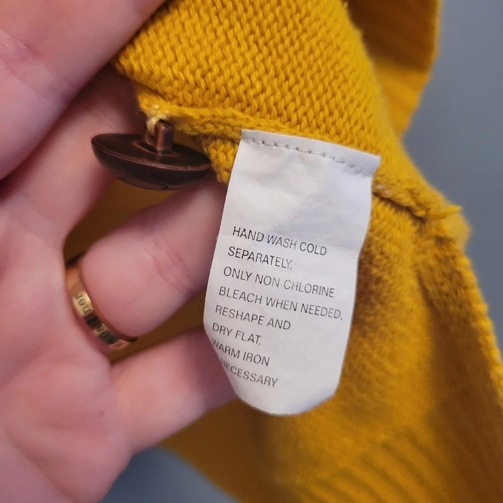Jeanne Pierre Mustard Solid Yellow Waterfall Sweater Women’s Large Cow Neck